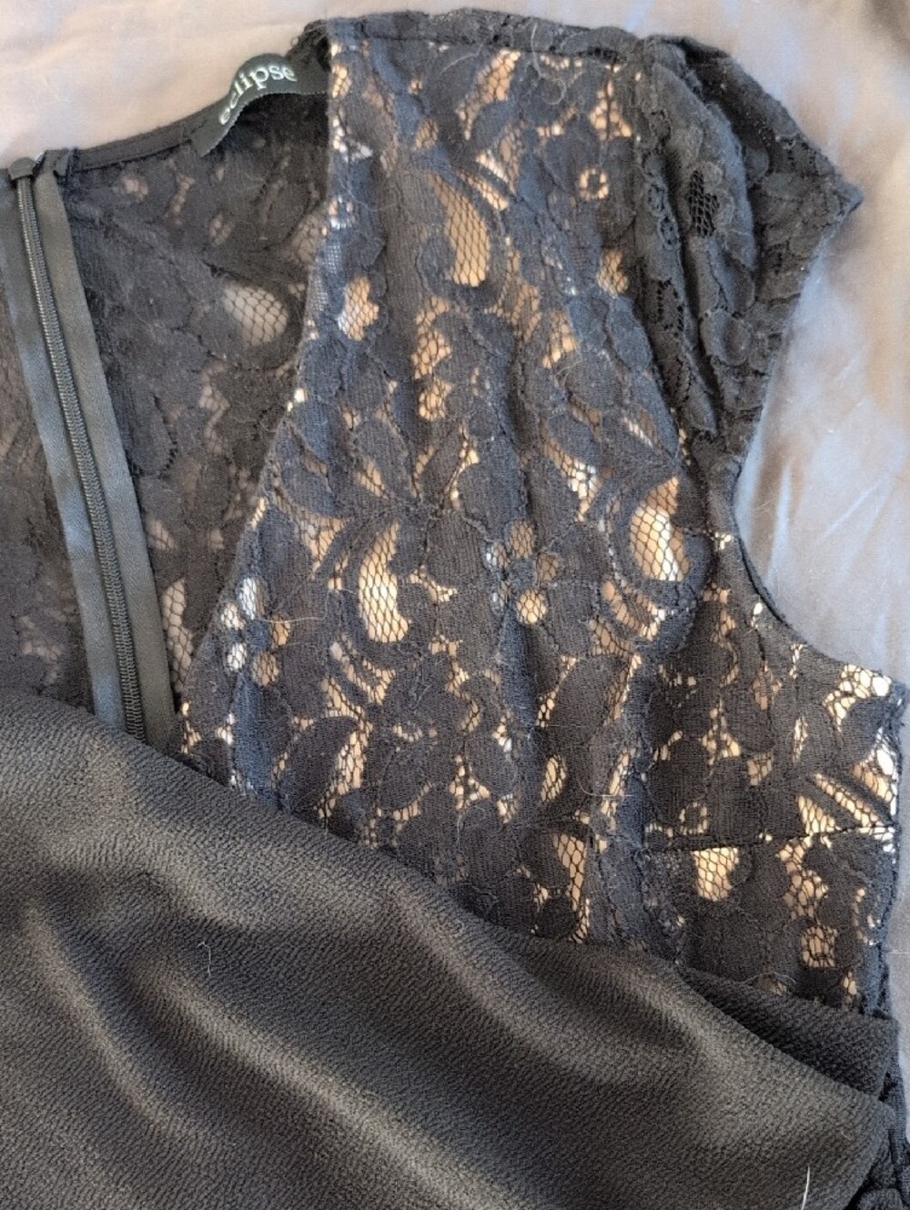 Eclipse Black Lace-Trim Wrap Mini Dress - Picture 3 of 6